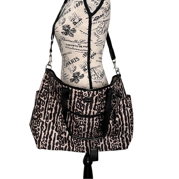 Coach Tote Authentic Signature Leopard print fabric New York large tote - Picture 3 of 7